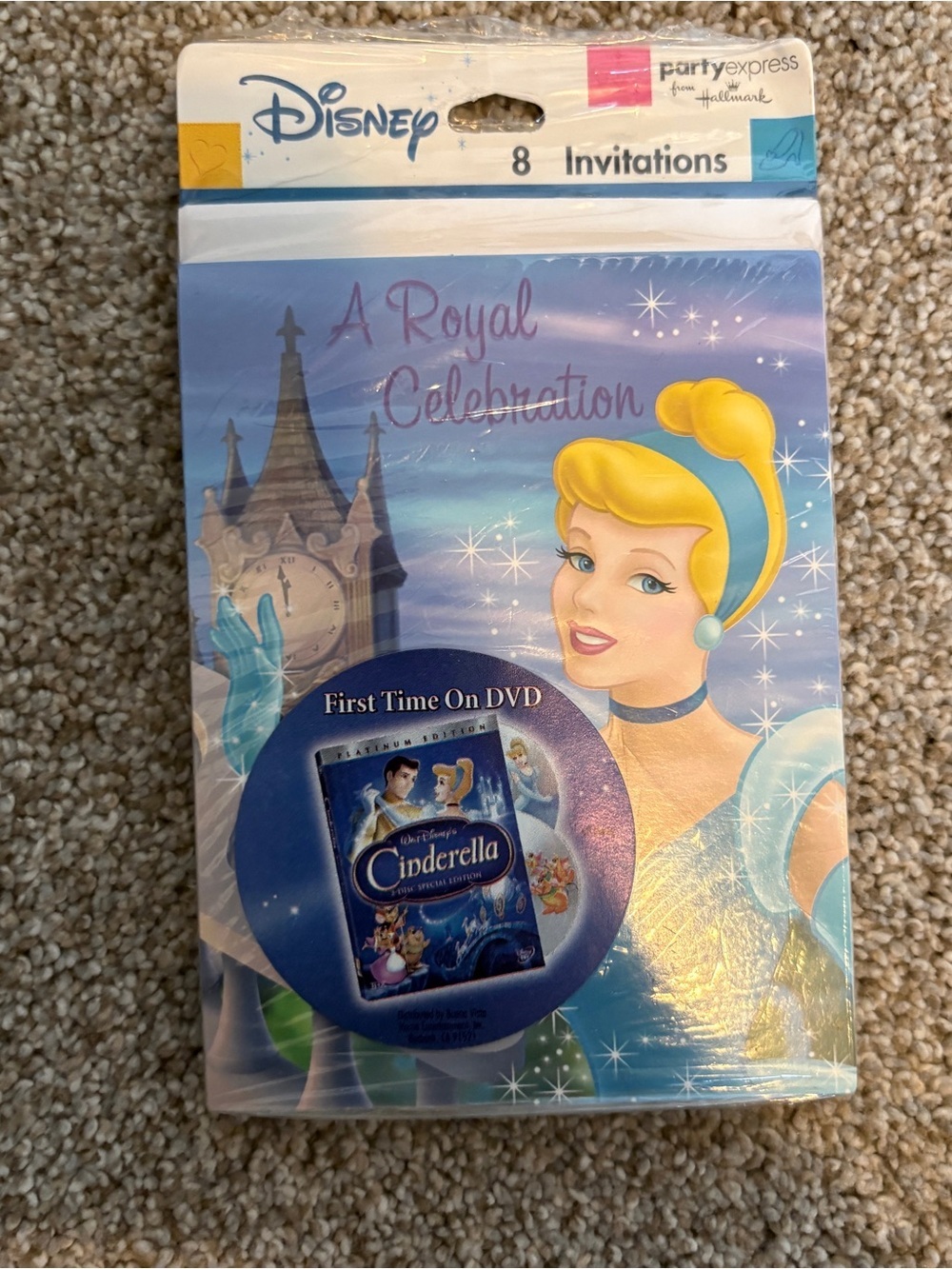 Vintage Y2K Disney Cinderella Royal Celebration Blue Birthday Party Invitations